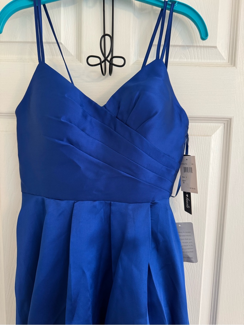 NWT Sequin Hearts Royal Blue Strappy Plunge V Gown (Size 5) - Picture 4 of 14